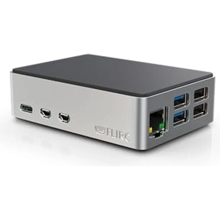 Flirc FLIRC Case - Aluminium Gehäuse für Raspberry Pi 5, Silber/schwarz mit Wärmeleitpad und leichtem Zugang zu GPIO-Anschlüssen – Bild 2