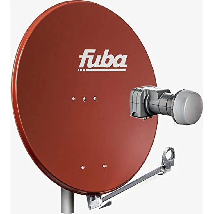 Fuba DAL 802 R Sat Anlage, 74 cm Aluminium Sat-Schüssel in Rot mit Twin LNB DEK 217 für 2 Teilnehmer, HDTV-, 4K- und 3D-kompatibel – Bild 1