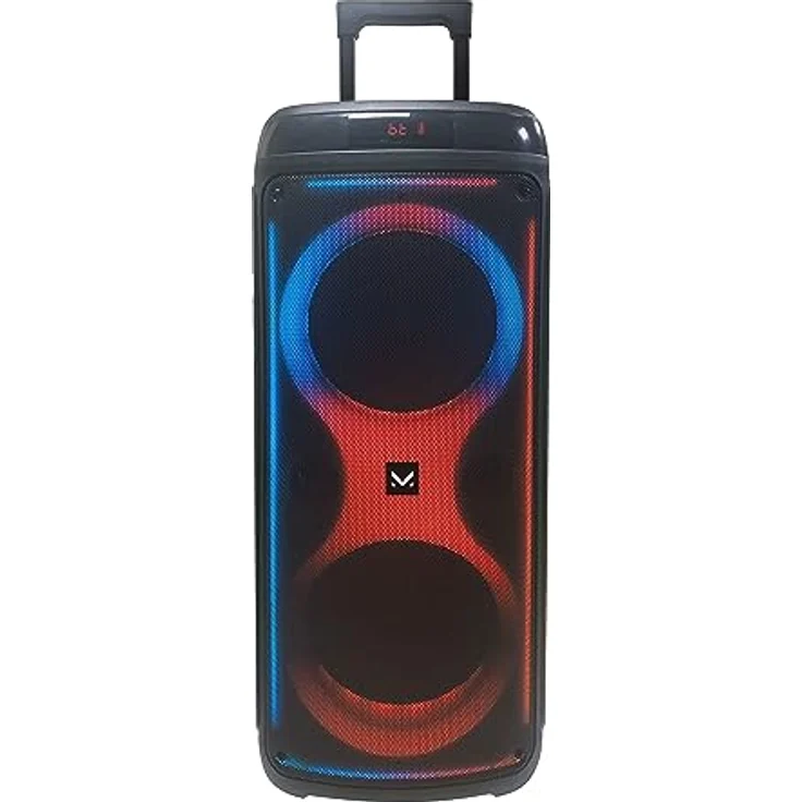 Majestic Flame T88, Party Bluetooth-Lautsprecher mit Trolley, LED-Lichtern, USB/Micro SD/AUX, Fernbedienung und Mikrofon, wiederaufladbarer Akku, Tragbar mit Rollen – Bild 2