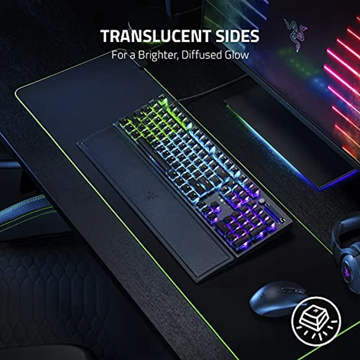 Razer Phantom Tastenkappen-Upgrade-Set - Fast unsichtbares Pudding-Design für durchscheinende Chroma RGB-Beleuchtung (128 Tasten, Tastenentferner, Stabilisatoren) Mercury Weiß, US- & UK-Layout, RC21-01740200-R3M1, Weiß (Mercury) – Bild 3