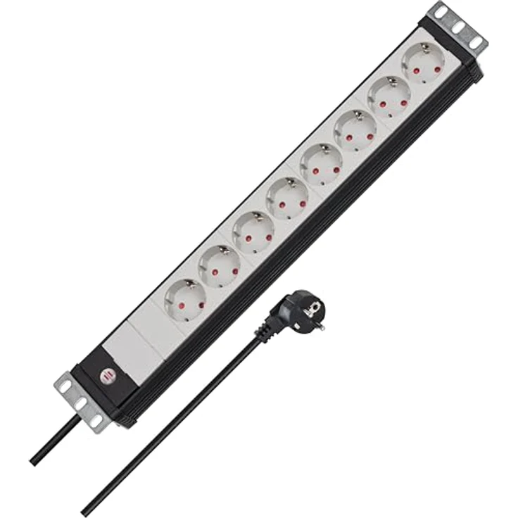 Brennenstuhl Premium-Line, Steckdosenleiste 8-fach - 19'' Format ideal für Serverschränke (mit 3m Kabel, Made in Germany) schwarz-grau – Bild 2