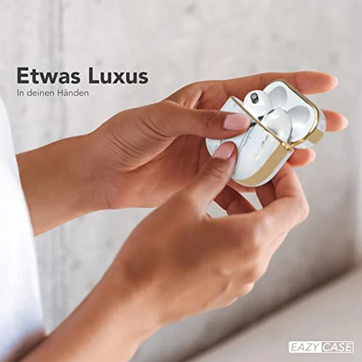 EAZY CASE AirPods 3 Hülle - Weiß Stoßfestes Hard Case mit Karabiner, Marmoroptik, Antikratz, rutschfest - für Airpod 3. Generation – Bild 3