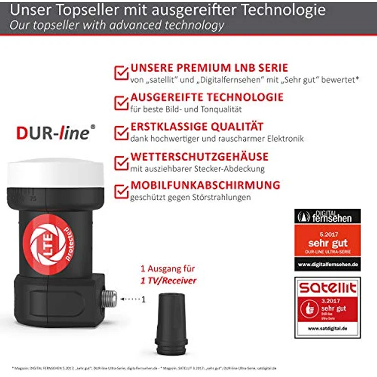 DUR-line MDA 80 Satellitenschüssel anthrazit + Single LNB – Bild 8