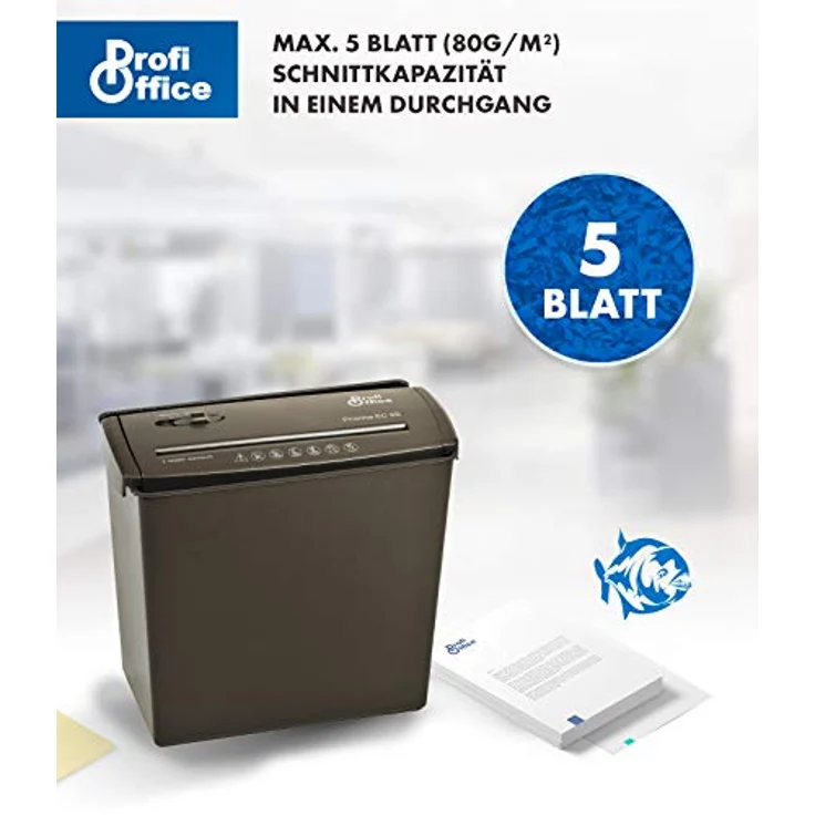 ProfiOffice Aktenvernichter Piranha EC5S , 5 Blatt, 6.8 mm Streifenschnitt (91944) – Bild 2