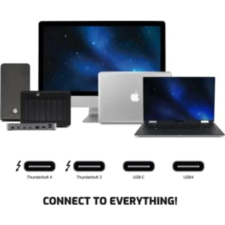 OWC - 1,0m Thunderbolt 4 / USB-C Kabel - Voll funktionsfähig für alle Thunderbolt 3 und 4, USB-C, und USB4 Geräte, bis zu 40 Gb/s, 100 Watt, 20V/5A, kompatibel für 8K Thunderbolt oder USB-C Display – Bild 5