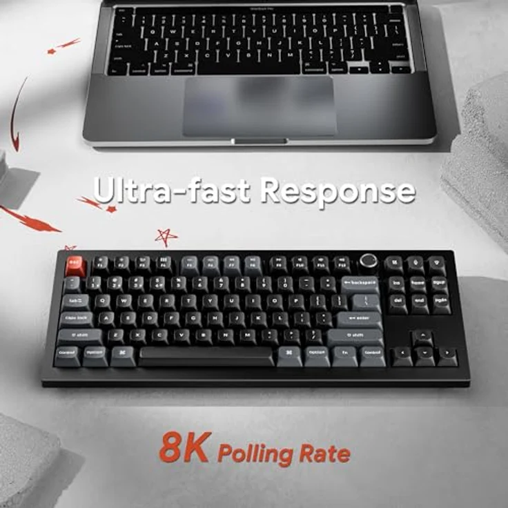 Keychron V3 Ultra TKL, Kabellose mechanische Tastatur mit ZMK Custom 8K Polling Rate, 2,4 GHz/Bluetooth/Wired, RGB-Hintergrundbeleuchtung, Silk POM Brown Switch, Hot-Swappable für Mac – Bild 4