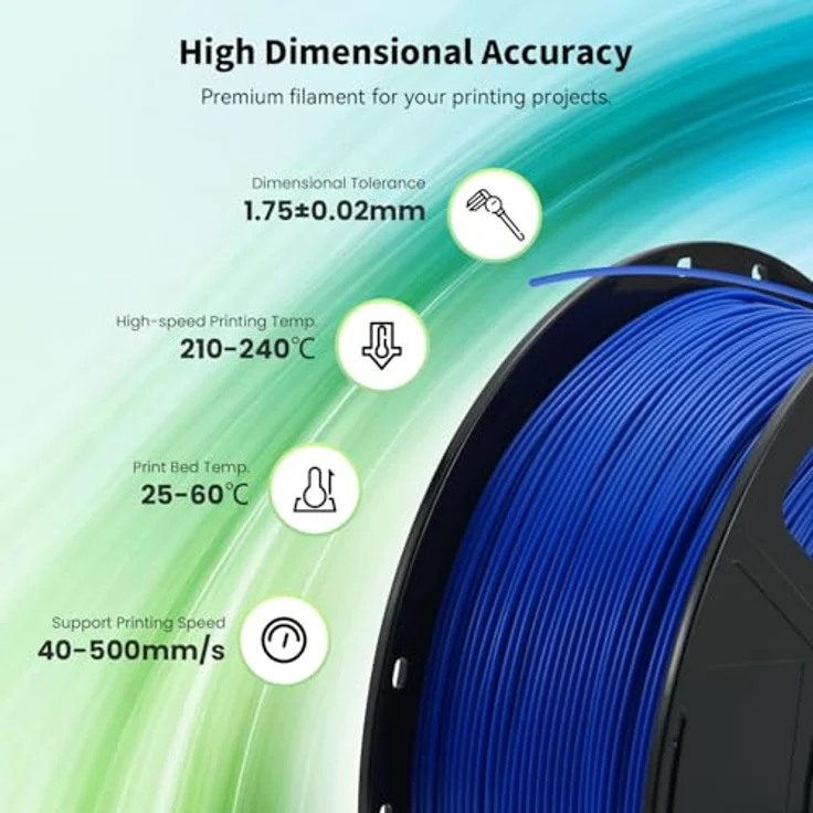 FLASHFORGE High Speed PLA+ 3D-Druckerfilament Blau, Verbesserter Schmelzfluss, elegantes mattes Finish, satte und kräftige Farben – Bild 5