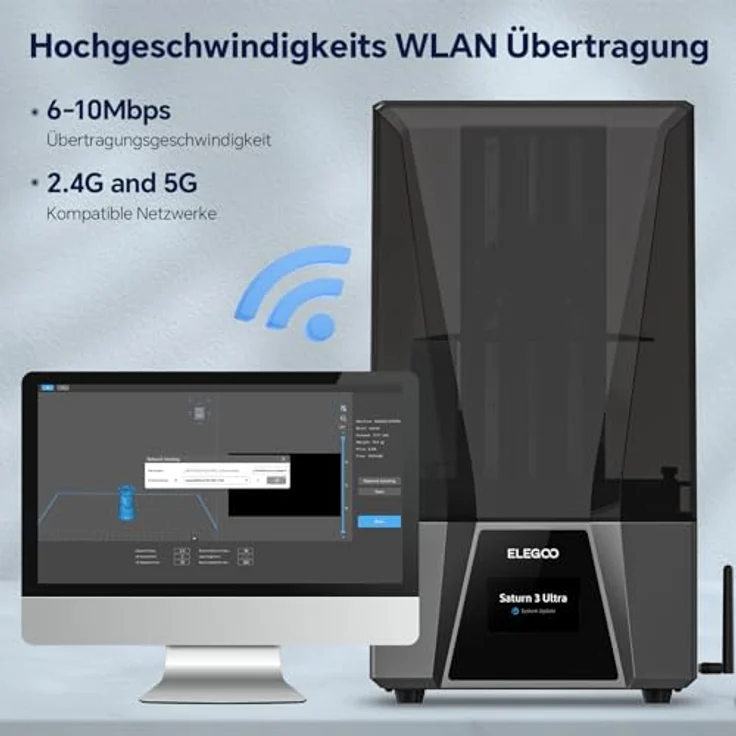 ELEGOO Saturn 3 Ultra 12K UV Lichthärtender MSLA Resin 3D Drucker mit 10 Zoll Monochrom-LCD Neuer ACF Trennfilm Wi-Fi Übertragung Große Druckgröße von 218.88 × 122.88 × 260 mm – Bild 2