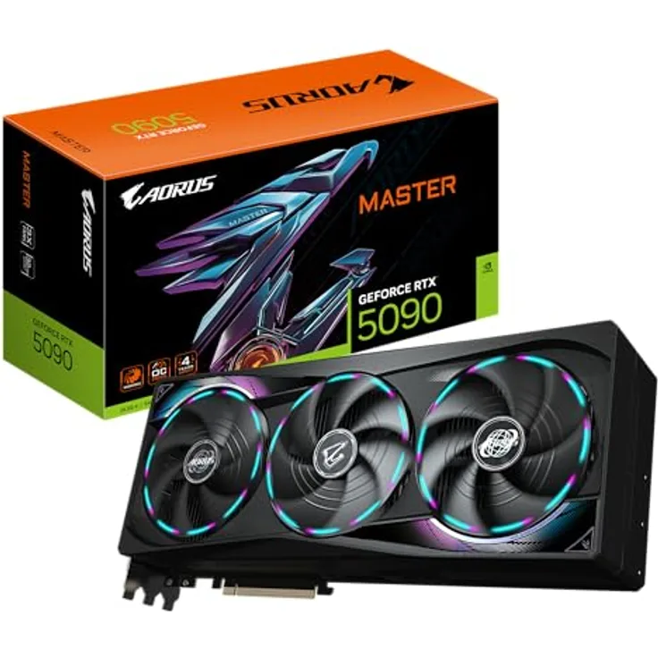 Gigabyte AORUS GeForce RTX 5090 Master 32G Grafikkarte - 32 GB GDDR7, PCI-E 5.0, 2655MHz Kernfrequenz, RGB Halo, GV-N5090AORUS M-32GD