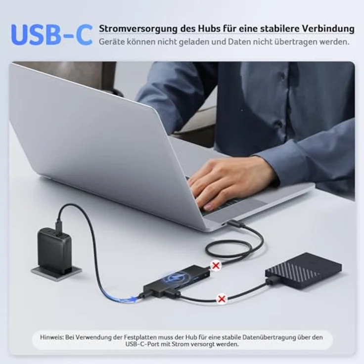 Acer USB C HUB 3.0, Ultra Slim Multiport Hub mit 4 Ports, USB-C-Stromversorgung, 120cm Kabel, für iPhone 15/16, MacBook, iPad Pro, PC, Laptop – Bild 5