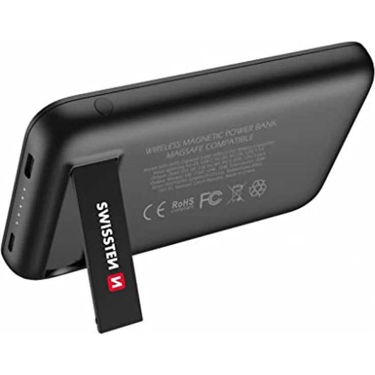 Swissten 5000mAh MagSafe Powerbank mit Magnet- und Klebepad, USB-C 20W – Schwarz – Bild 3