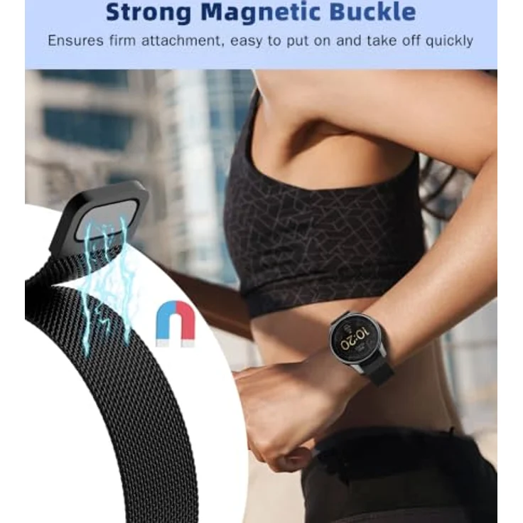 Astorgos 20mm Metall Armband, kompatibel mit Garmin vivoactive 6/5/3, atmungsaktives Mesh-Design, magnetisches Schnallendesign, wasserdicht – Bild 4