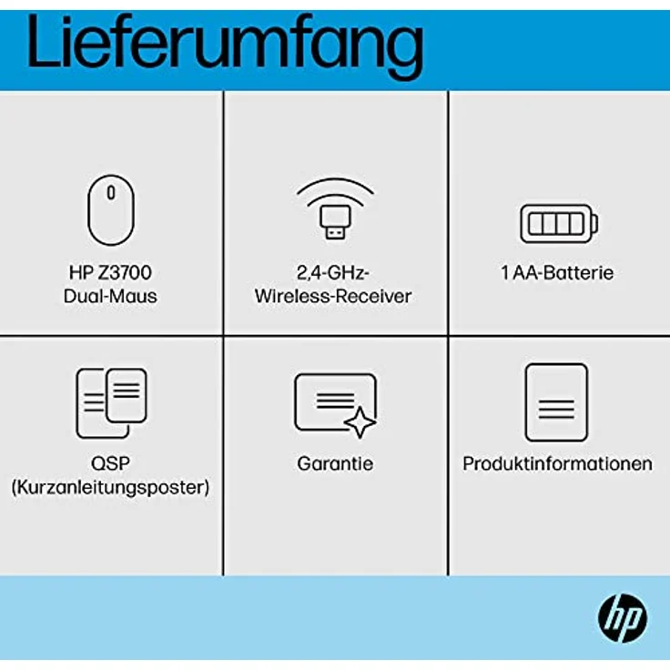 HP Z3700 kabellose Maus | 1200 optische Sensoren | bis zu 16 Monate Batterielaufzeit | 2.4 GHz oder Bluetooth Verbindung | Plug&Play | Schwarz – Bild 5