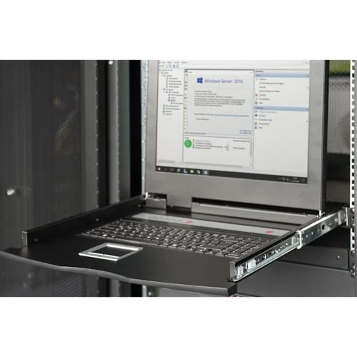 DIGITUS 17" KVM-Konsole - FullHD - 1 Port VGA - US -Tastatur - für 19 Zoll Server- und Netzwerkschranke - Schwarz – Bild 3
