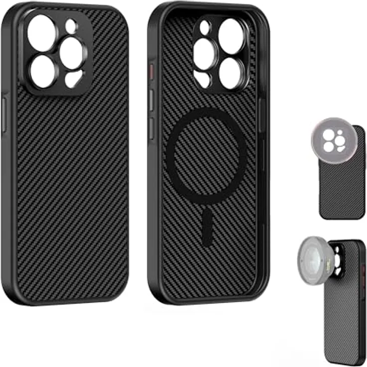 Freewell iPhone 15 Pro Case mit 17mm Objektivanschluss, MagSafe-kompatible Smartphone Hülle, Schwarz