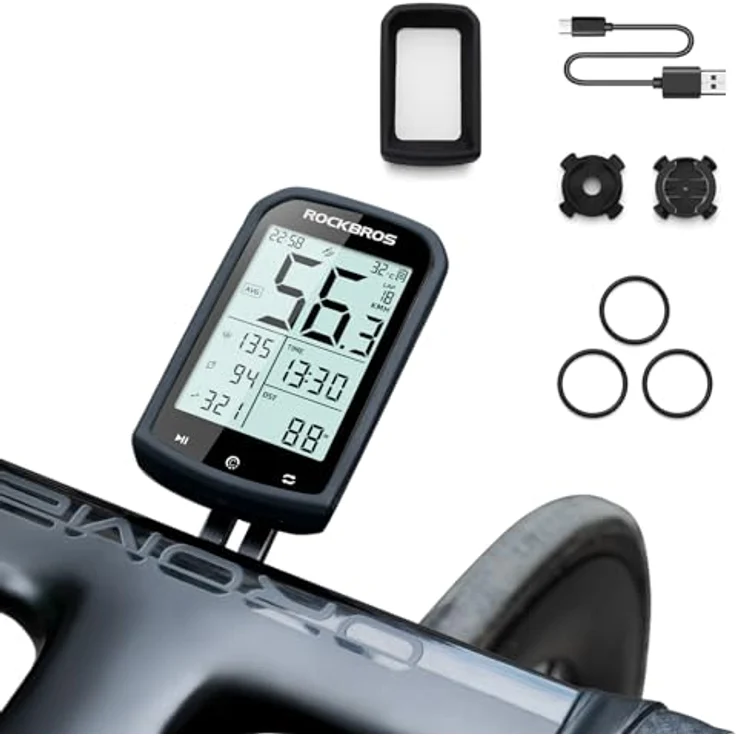 ROCKBROS Fahrradcomputer GPS, kabellos und IPX6 wasserdicht mit 2,9 Zoll Hintergrundbeleuchtung und 1200 mAh Akku – Bild 1