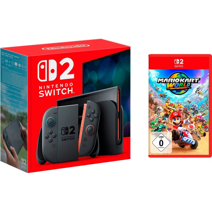 Nintendo Switch 2, Konsole mit 7,9″ 1080p LCD, 120 Hz, 4K Docking und 256 GB Speicher + Mario Kart World