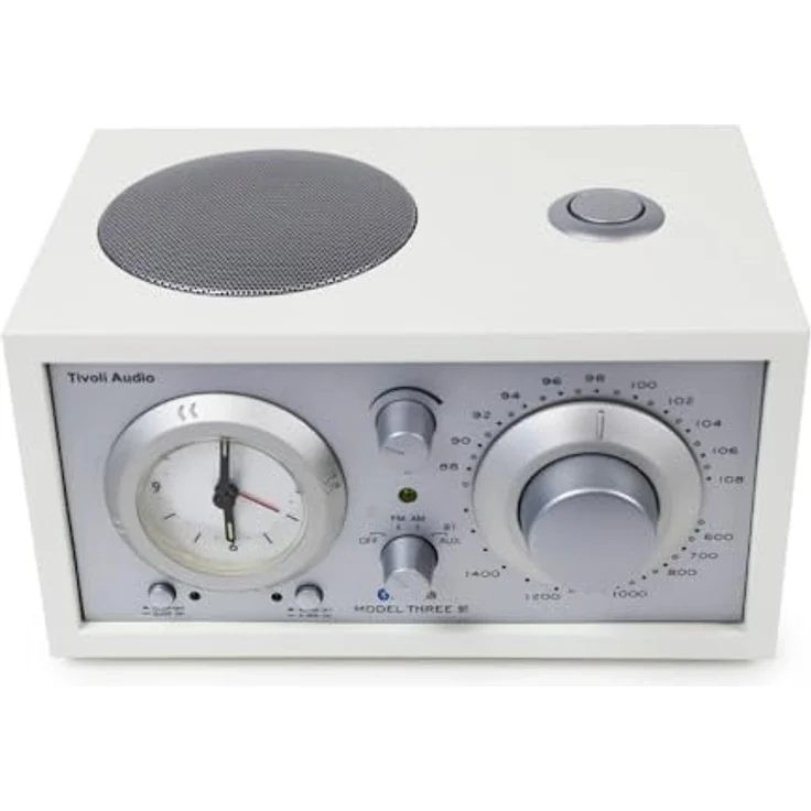 Tivoli Audio Model Three Bluetooth UKW-/MW-Radiowecker, AM/FM-Radio mit Weckerfunktion und USB-Aufladung, Weiß/Silver – Bild 3