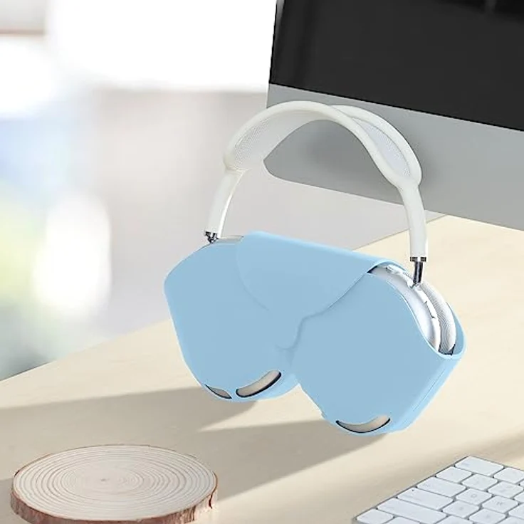 kwmobile Hülle kompatibel mit Apple Airpods Max Case - Silikon Schutztasche in Hellblau – Bild 3