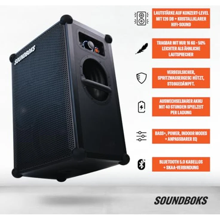 SOUNDBOKS 4 – Bluetooth-Performance-Lautsprecher – Lautester Party-Lautsprecher, mit 40 Stunden Akkulaufzeit, wiederaufladbar – Kabelloser, tragbarer Lautsprecher – Design aus Dänemark – 126 dB, Schwarz – Bild 2