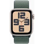 Apple Watch SE, 44mm Smartwatch mit Cellular, Sturzerkennung, wasserdicht, Sternenlicht/Sportband in Seegrün