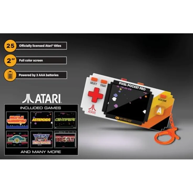 MYARCADE Pixel Pocket Pro Atari, tragbare Mini-Konsole mit 5,08 cm Bildschirm, rot/schwarz – Bild 5