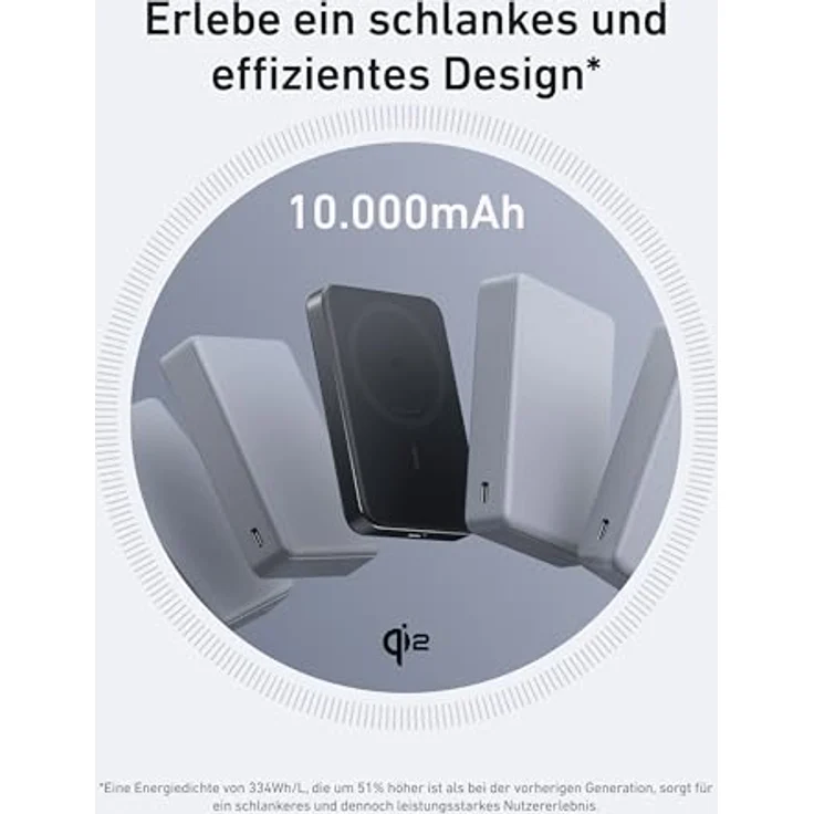 Anker MagGo Powerbank, Ultra-schlankes 10.000mAh magnetisches Akkupack, Qi2-zertifiziert, portabel, 15W Ultra-schnelles MagSafe-kompatibles Ladegerät, ergonomisches Design, nur für iPhone 16/15/14/13 – Bild 2