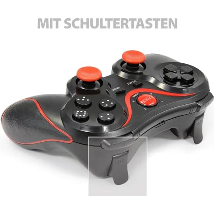 Eaxus X3 Wireless Controller, Bluetooth 5.0 Gamepad für PS3, Android, PC & Amazon Fire, Schwarz mit roten Highlights, 20 Stunden Akkulaufzeit – Bild 6