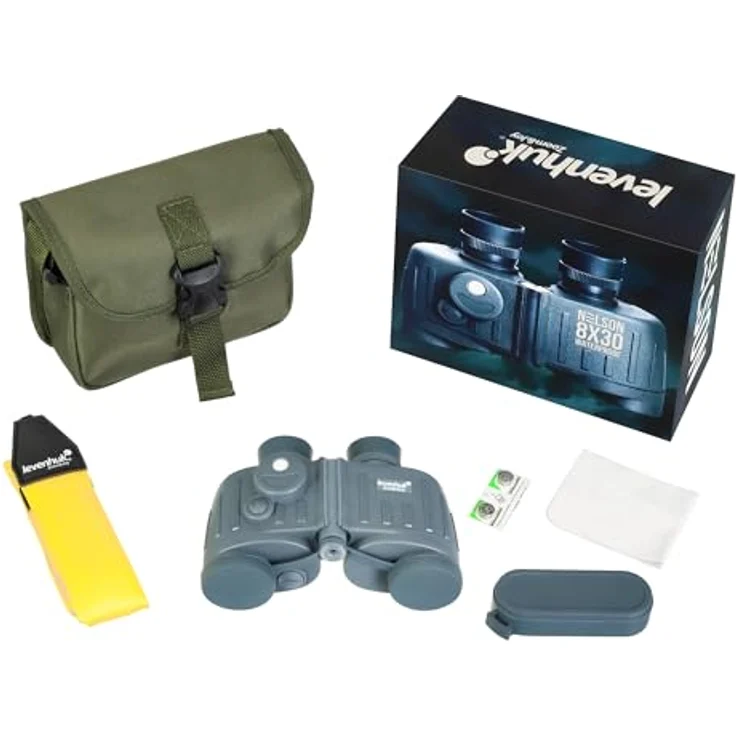 Levenhuk Nelson 8x30 Marinefernglas, wasserdicht mit Kompass und Entfernungsmesser, BaK-4-Optik – Bild 1