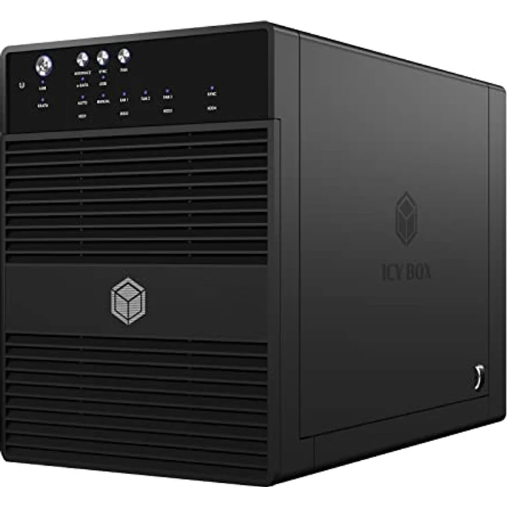 ICY BOX 4-fach Externes Festplattengehäuse für 3,5 Zoll SATA I,II,III Festplatten, USB 3.0 (UASP) & eSATA Anschluss, 80 mm Smart-Lüfter, JBOD (Single Modus), Standby, schwarz – Bild 2