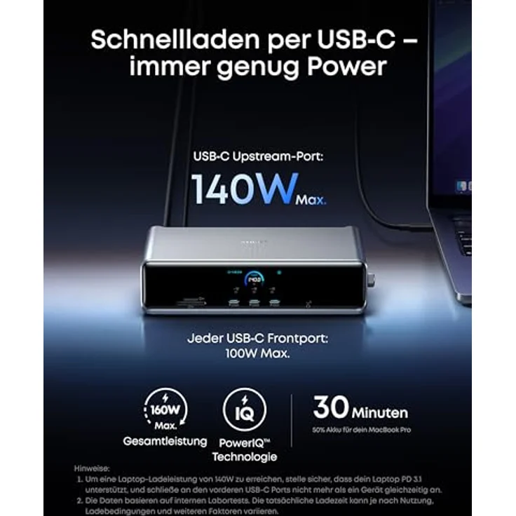 Anker Prime Docking Station 14 Ports, Triple-Display bis 8K, 140W USB-C, smartes Display, aktive Kühlung für macOS & Windows – Bild 5