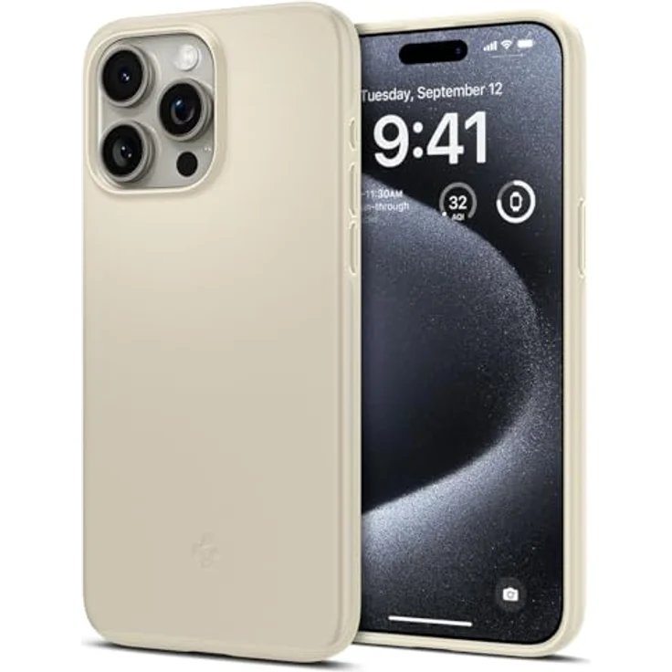 Spigen Thin Fit Hülle Kompatibel mit iPhone 15 Pro - Mute Beige - Matte Oberfläche, Flexibilität und maßgeschneidert – Bild 1