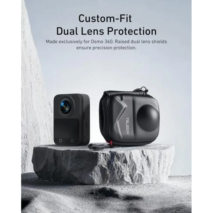 TELESIN Telesin DJI Osmo 360 Schutztasche, schwarze Kameratasche mit starrem PU-Gehäuse und wetterfestem Schutz – Bild 2