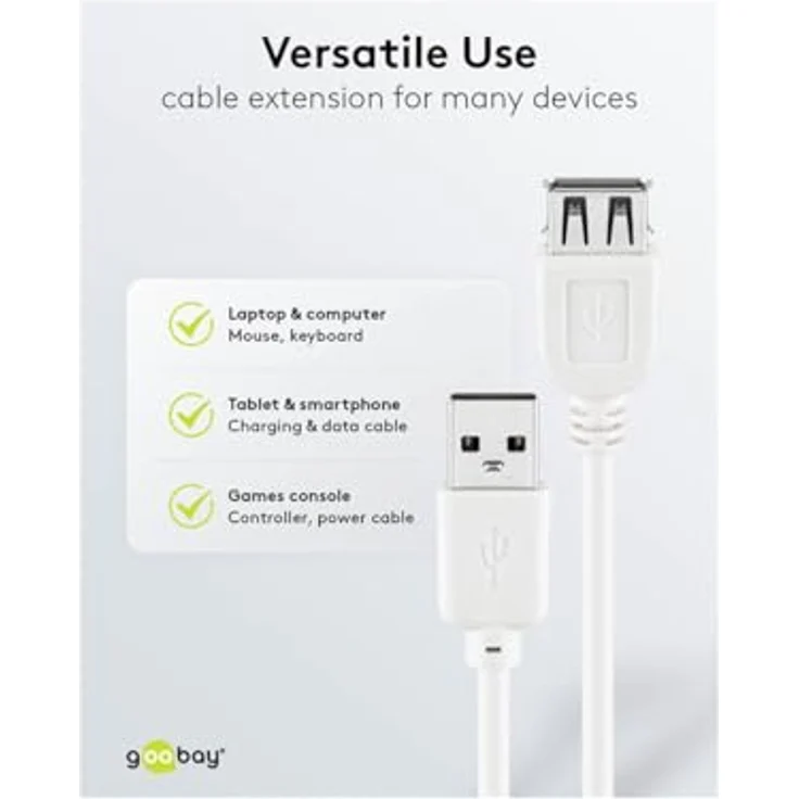 Goobay 96199 USB 2.0 Hi-Speed Verlängerungskabel, 3 m weiß – Bild 9
