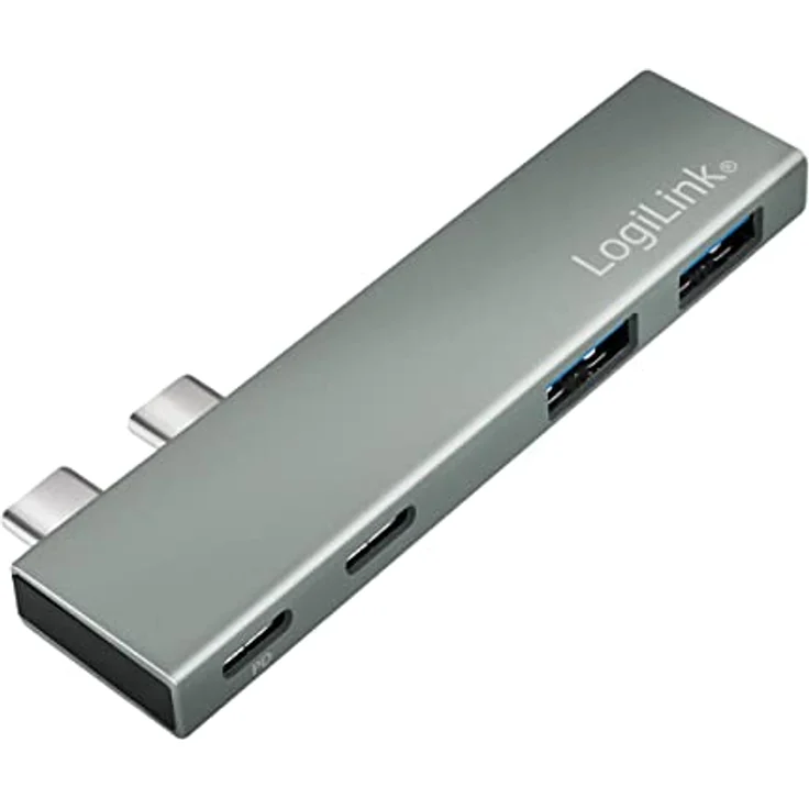 LogiLink USB 3.2 (Gen2x2) Multifunktionaler Hub mit 4 Ports, PD 3.0 (PowerDelivery 100W), Farbe: Silber – Bild 1