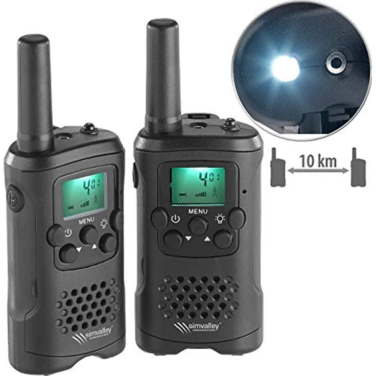 Simvalley Communications Walkie Talkie: 2er-Set PMR-Funkgeräte mit Vox, 10 km – Bild 3