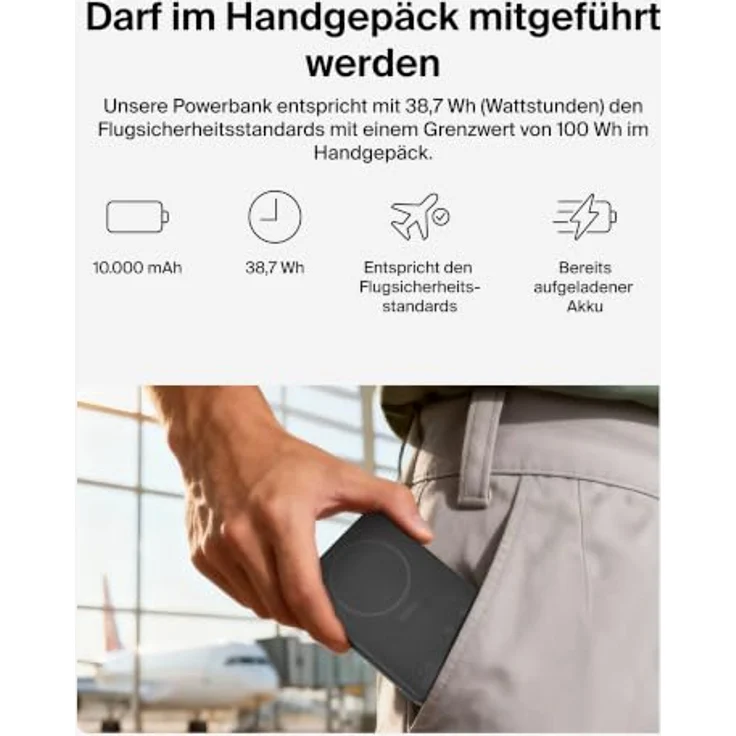 Belkin BoostCharge Power Bank, Slim Magnetic mit Qi2, USB-C, 30 Watt, 10000 mAh, Schwarz – Bild 6