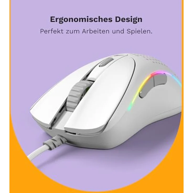 Glorious Gaming Model D 2 Wired Gaming Mouse - Ultra-leicht 58g, 26K Optischer Sensor, 80-Millionen-Klicks-Lebensdauer - Mattweiß – Bild 3