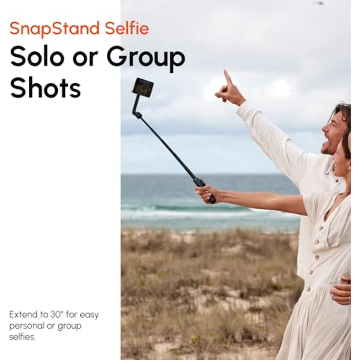 ShiftCam SnapStand Selfie, ausziehbarer Selfie Stick bis 75 cm, grau mit Bluetooth-Fernbedienung und 200 Grad Neigungswinkel – Bild 7
