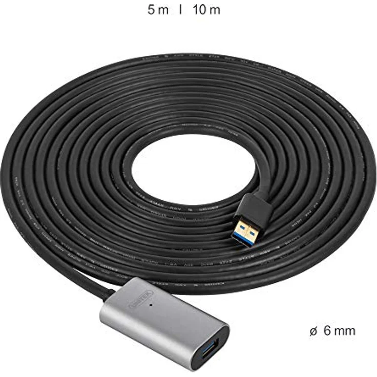 UNITEK 10 Meter Verlängerungskabel mit Verstärker USB 3.1 Gen1 │ USB Repeater-Kabel mit Signalverstärker und Stromversorgung│ USB-A Stecker auf USB-A Buchse │ 5 Gbit/s, Plug&Play│ Aluminium – Bild 5