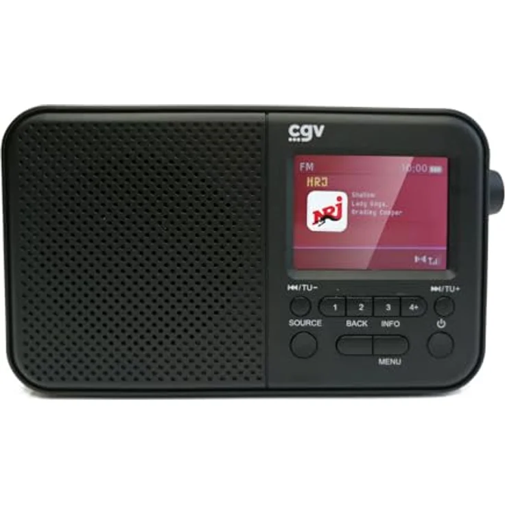 CGV DR7+, Tragbares Radio DAB+ und FM, wiederaufladbar mit 40 Speicherplätzen, programmierbarem Wecker, Farbdisplay – Schwarz – Bild 2