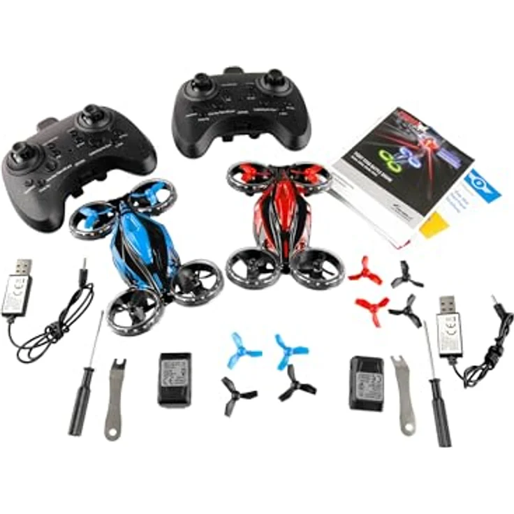 Amewi FightStar Battle Drone Set RTF rot & blau, mit Infrarot-Battlefunktion und Auto-Höhehalten – Bild 1