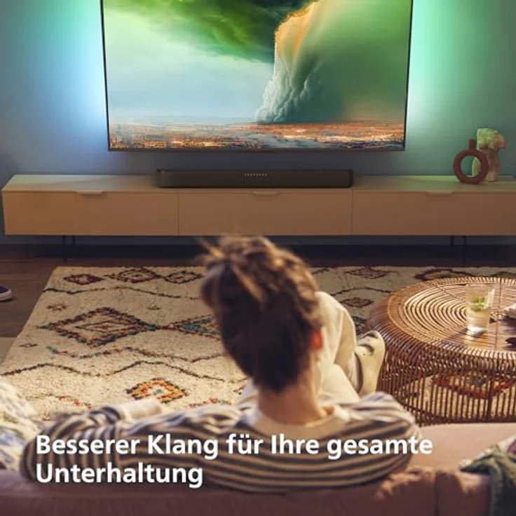 Philips TAB5109 Soundbar 2.0-2 Kanal 120W, DTS Virtual X, Bluetooth 5.4, HDMI ARC, optische Verbindung und USB-Konnektivität - Dunkelgrau – Bild 2