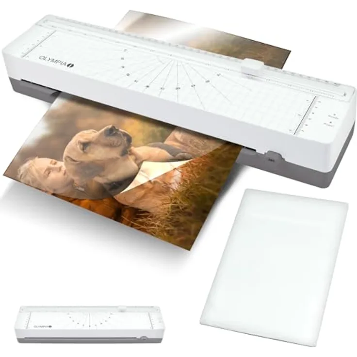 OLYMPIA A 130 Combo Laminiergerät A3, Kompaktes Foliergerät mit integriertem Schneidegerät, für 80–125 Micron Laminierfolien, benutzerfreundlich mit schneller Aufwärmzeit und ABS-Funktion