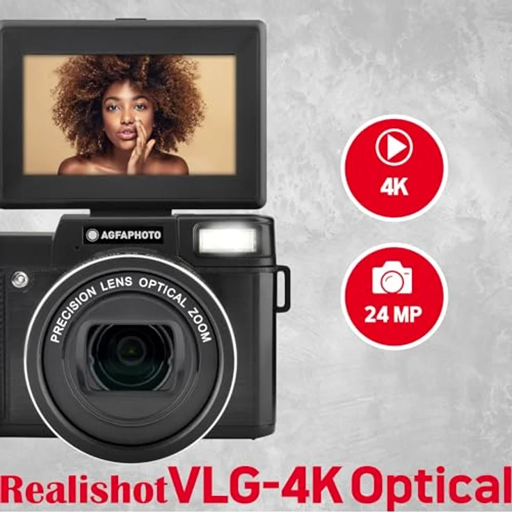 AGFA Realishot VLG-4K Optical Vlogging Kamera-Set, 24 MP Sensor, 5-facher optischer Zoom, blau – Bild 2