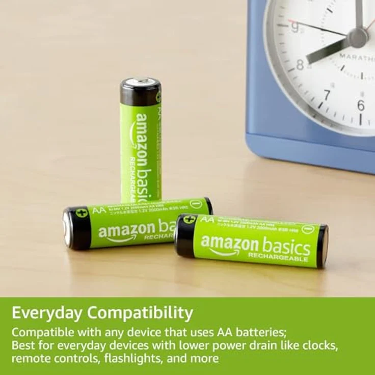 AmazonBasics AA-Batterien, wiederaufladbar, vorgeladen, 4 Stück (Aussehen kann variieren) – Bild 3