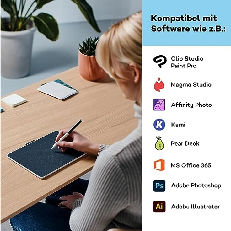 Wacom One M Stifttablett inkl. batterielosem EMR-Stift, Bluetooth-Verbindung, für Windows, Mac, Chromebook und Android – perfekt für kreative Einsteiger, digitales Zeichnen – Bild 4