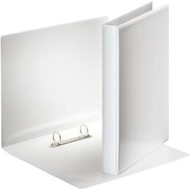 ESSELTE Aktenordner Präsentationsringbuch 38mm DIN A4 2 Ringe Rundmechanik Graupappe weiß – Bild 1