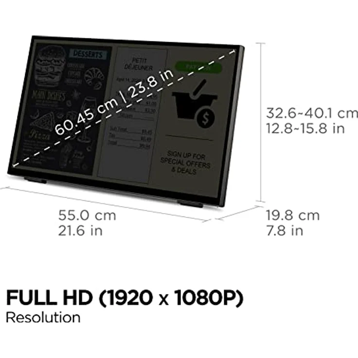 ViewSonic TD2465, 24" VA Touch Monitor mit 1920 x 1080 Full HD, 10-Punkt PCAP, wasserfest und Handschuhmodus – Bild 5