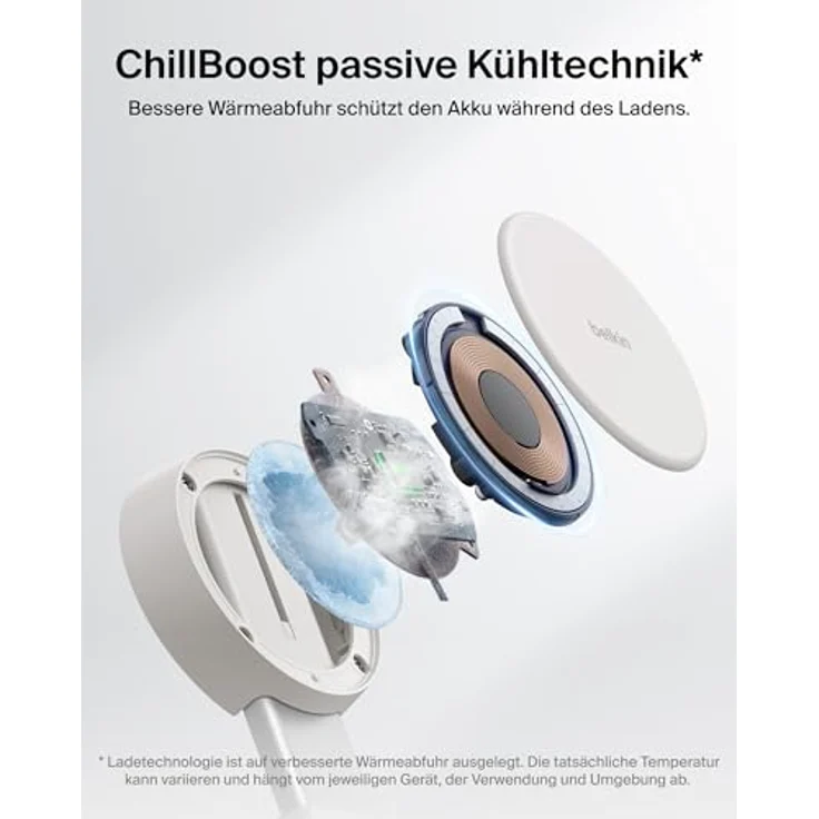 Belkin UltraCharge Pro MagSafe Ladegerät, Induktive 2-in-1 Ladestation mit Qi2.2, 25W Schnellladung für iPhone 17 und Apple Watch Series 10, inkl. 45-W-Netzteil – Sandfarben – Bild 3